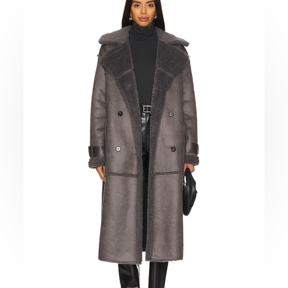 Steve Madden Eiffel Vegan Suede Faux Fur Coat